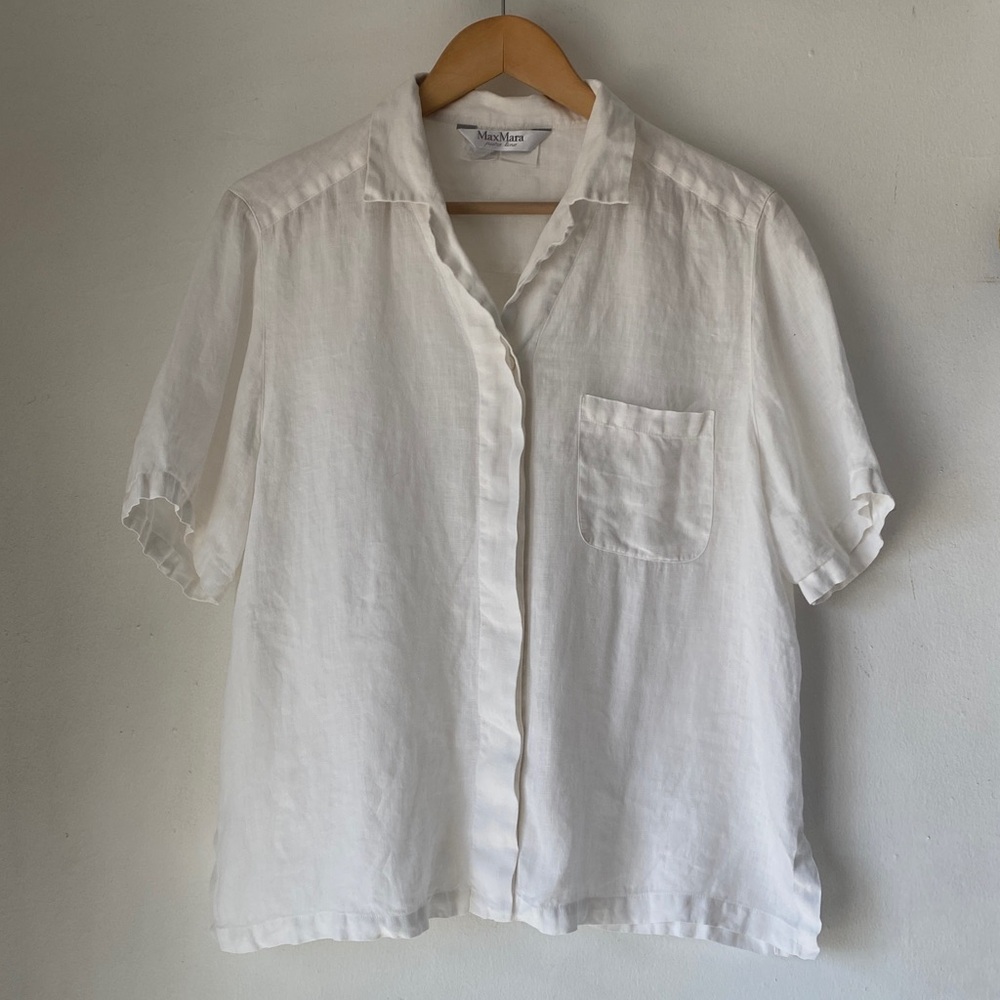 MaxMara 14 Pure Linen Button Front Top